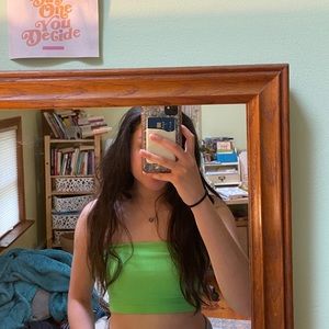 Neon green tube top